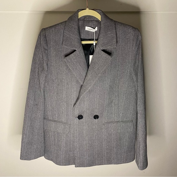 NWT ANINE BING Gray Herringbone Becky Blazer Small S - Picture 6 of 9